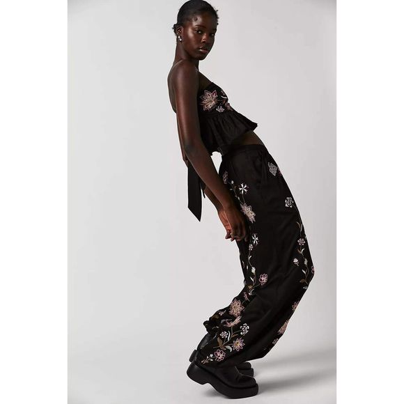 Free People Harmony Embroidered Pants Set